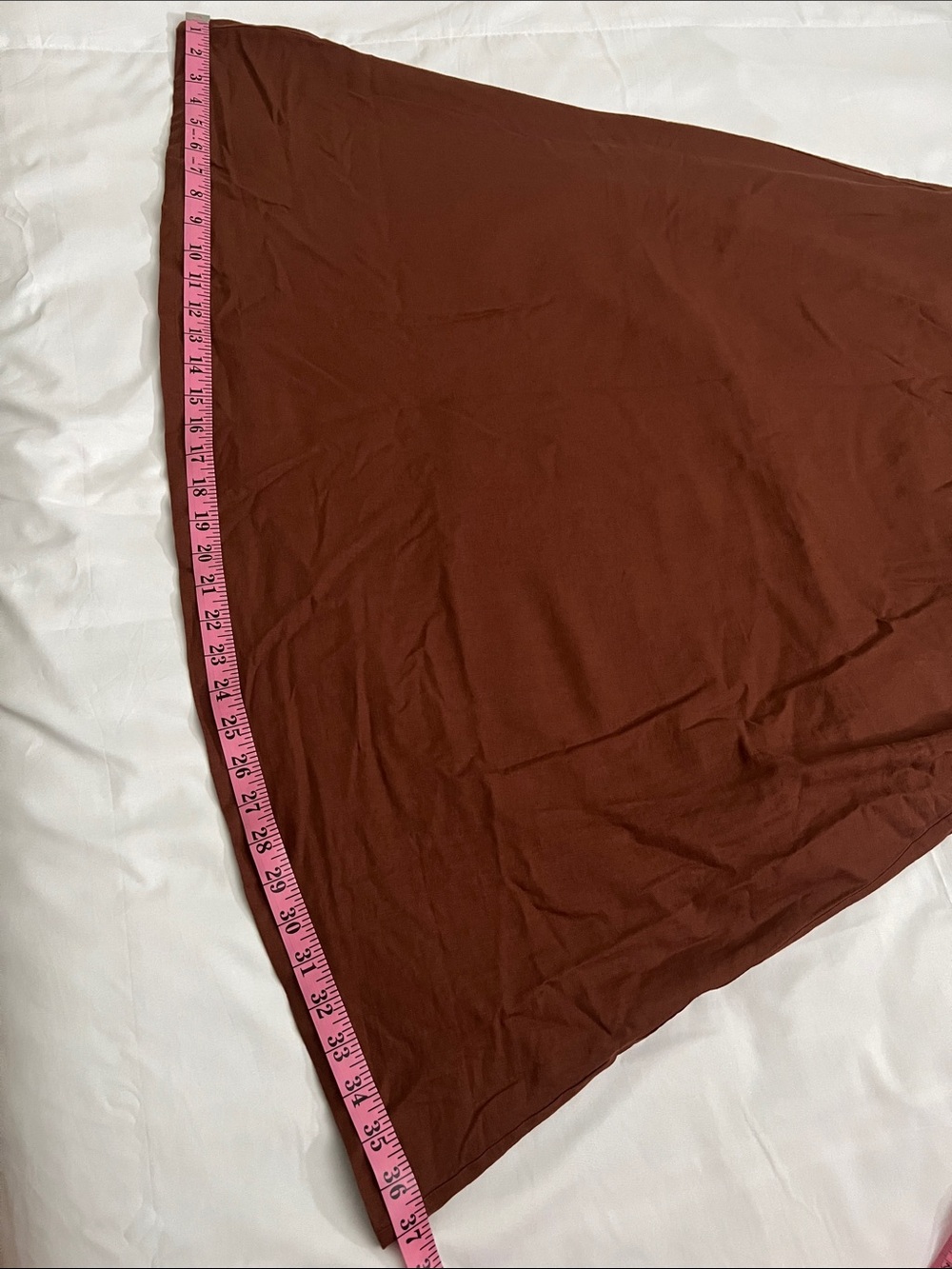 Rachel Zoe Linen Blend Midi Skirt XL Rust Brown Elastic Waist Lined - Picture 6 of 12
